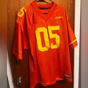 FUBU Orange Football Jersey with Yellow Accents